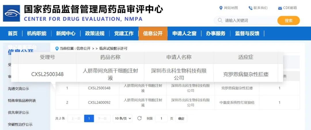 北科生物“人脐带间充质干细胞注射液”临床试验（IND）申请获得批准